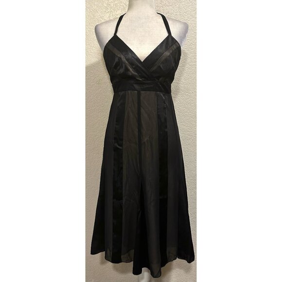 Vintage Dresses & Skirts - AGB Dress Vintage 90s Black Chiffon Halter Party Dress